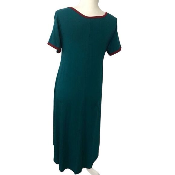 Lularoe Carly Swing Dress Green Burgandy size small - Picture 4 of 9